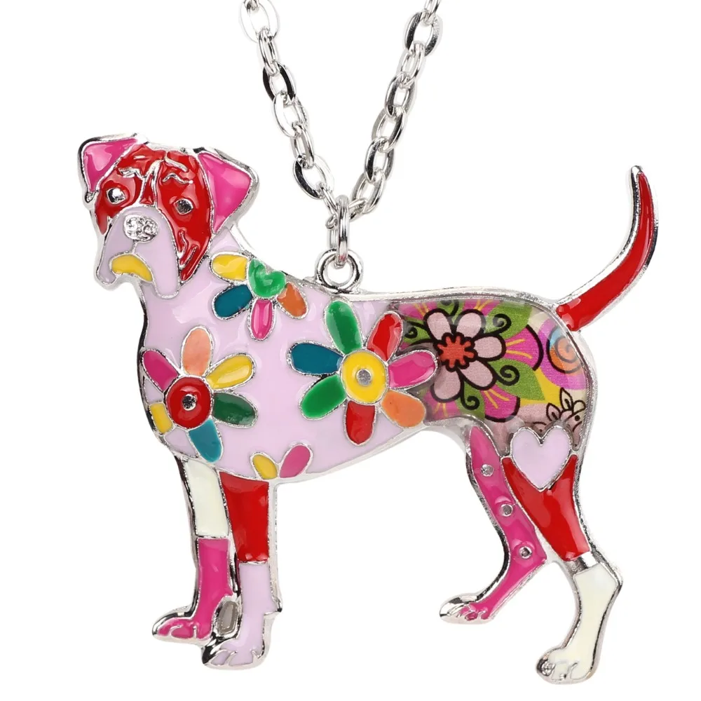 Bonsny массивное ожерелье-чокер из сплава макси с эмалью BoxerDog Terrier цепочка подвесным
