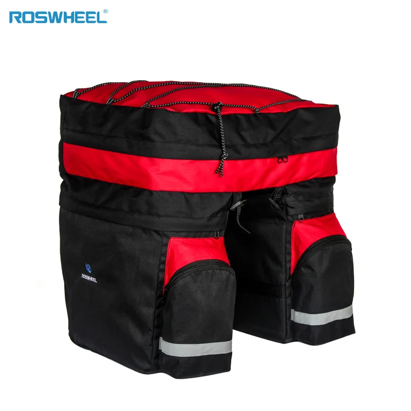 Красный ROSWHEEL велосипедная сумка для велосипеда 60 л задняя стойка для багажника для велосипеда багаж задняя двойная сумка для велосипеда велосипедное седло для хранения дождевик - Цвет: Красный