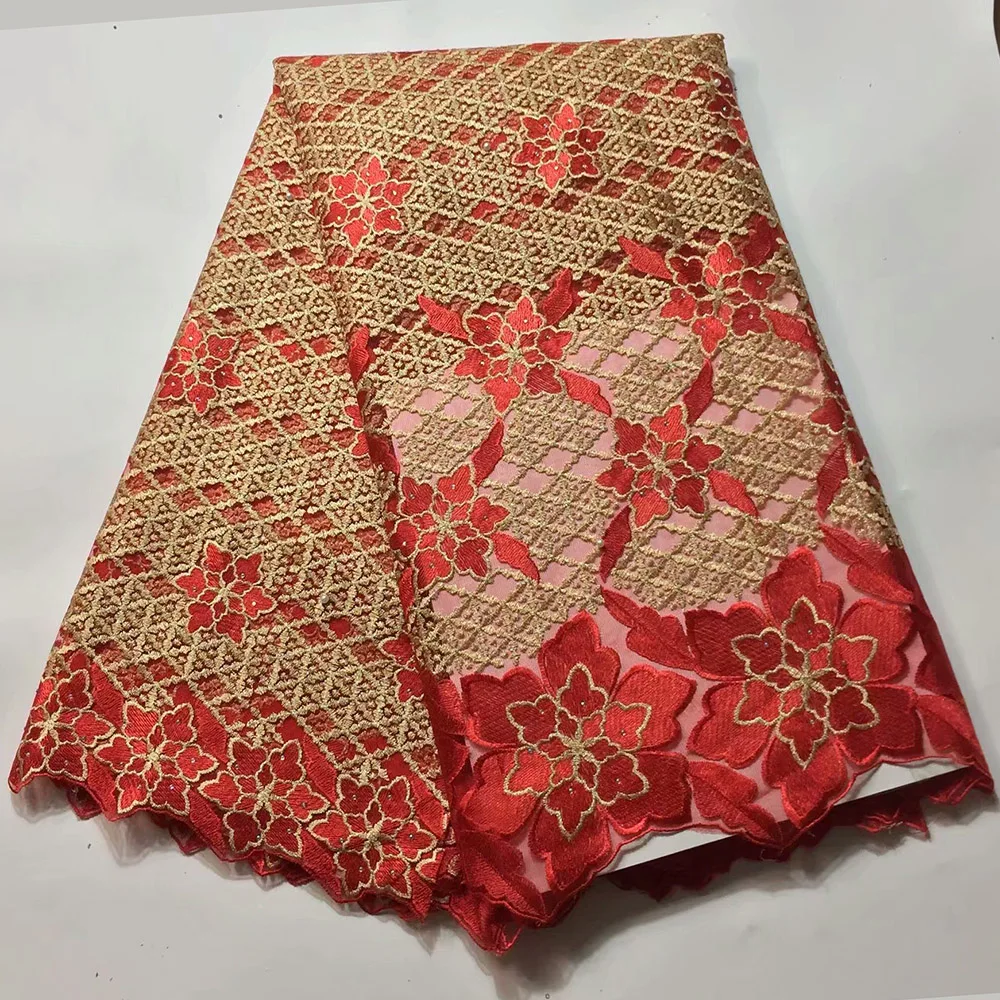 Peach lace fabric high quality for wedding 2017 Purple/Green/Red/Gold/White tulle african with stones | Дом и сад