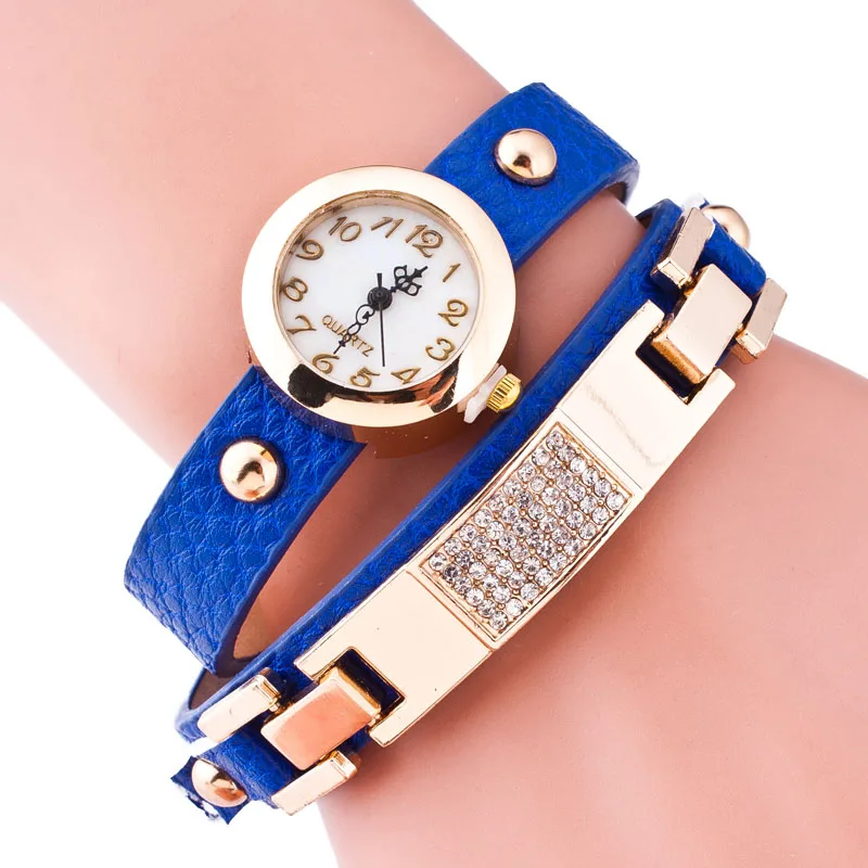 Новое поступление Многослойные Кожаный ремешок кварцевые часы Для женщин со