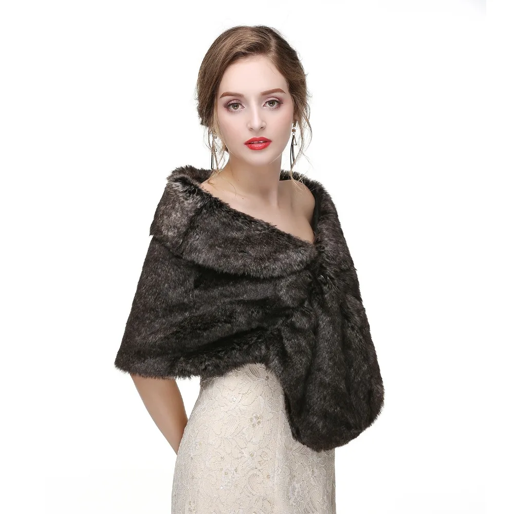Черная теплая шаль из искусственного меха 2018 свадебная накидка Свадебный Болеро