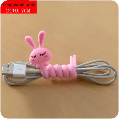 Long-eared rabbit 2 шт. милый мобильный телефон с мультяшками USB крепление кабеля провода Органайзер держатель гарнитуры Линии Зажим для намотки кабельные стяжки - Цвет: Long-eared rabbit