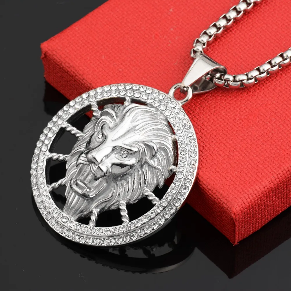 Goofan хип-хоп классический кулон в форме диска с головой льва ожерелье из