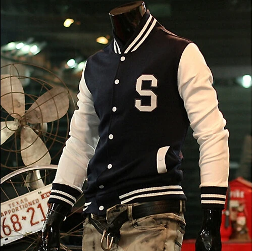2014 Sale V-neck Mens Brand New Varsity College Letterman Slim Designed Baseball Jacket Coat | Мужская одежда