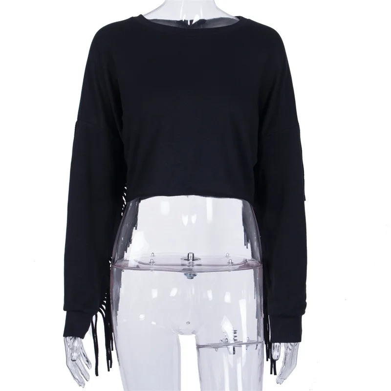 Осень 2018 г. Новый кисточкой с длинным рукавом Толстовка для женщин O средства