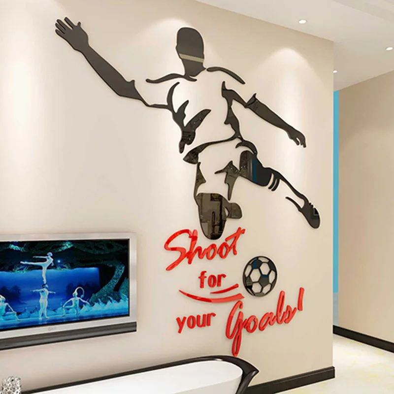Акриловая Наклейка на стену с изображением футбольного футболиста украшения для