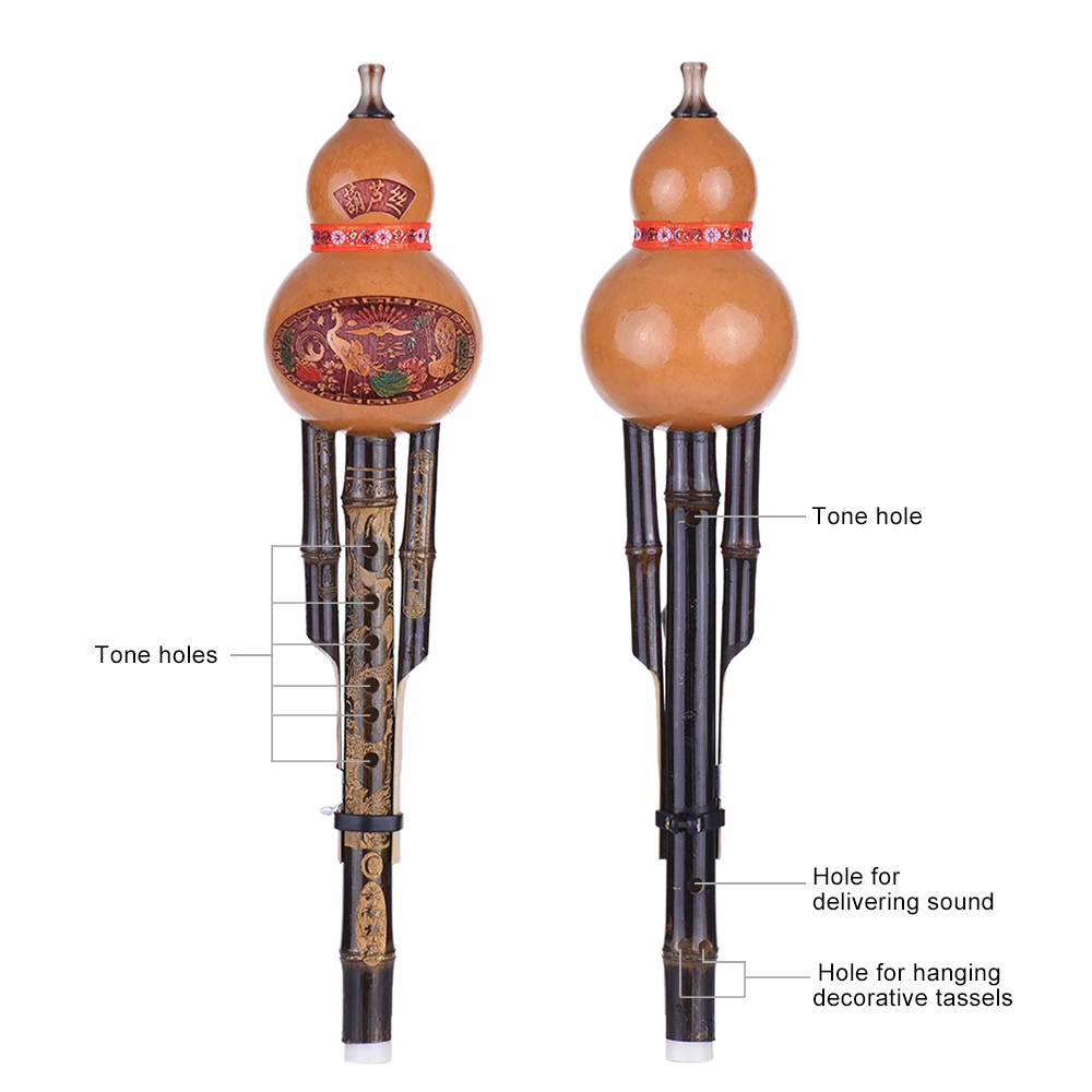 Китайская ручная работа черная бамбуковая Тыква халуси кукурбит флейта