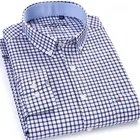 Мужская рубашка с длинными рукавами, повседневная классическая рубашка из ткани Оксфорд в полоску, легкая в уходе