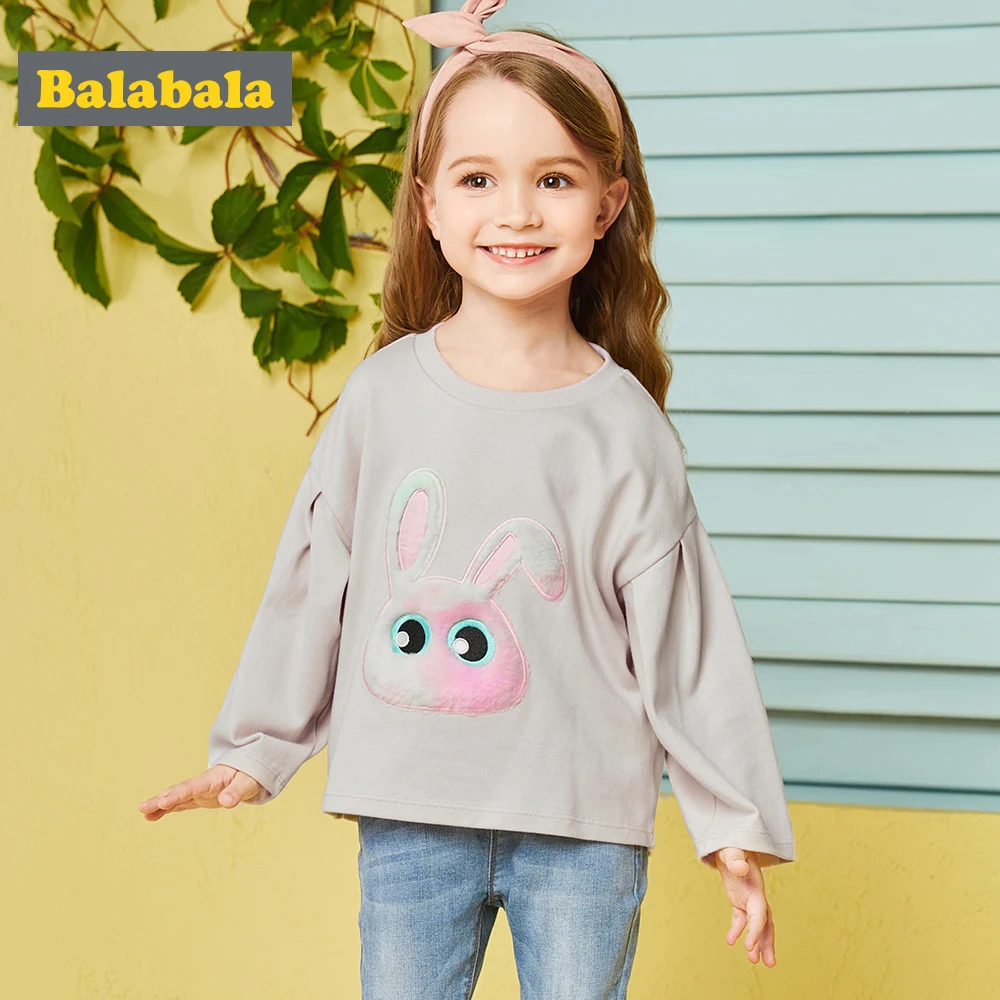 Balabala/свитер с длинными рукавами и буфами из 100% хлопка для маленьких девочек