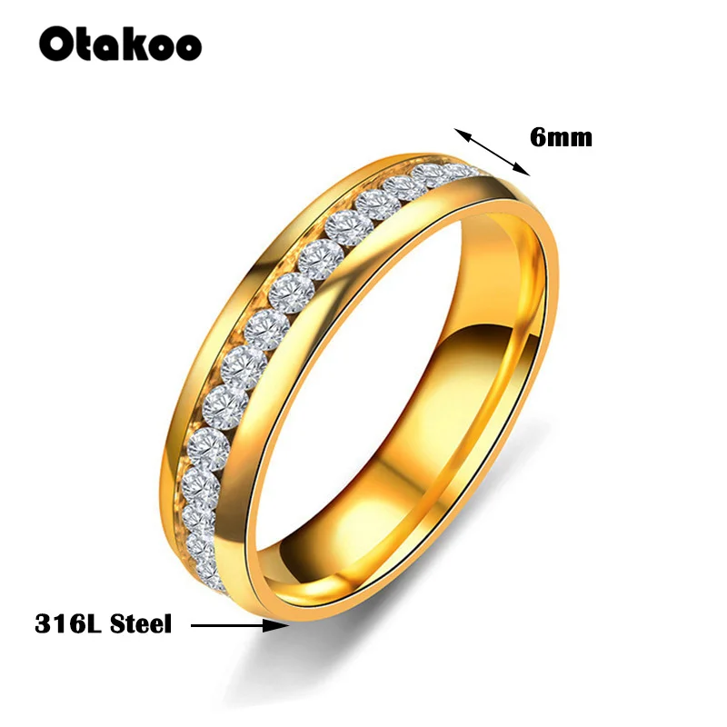 Otakoo титановые кольца из нержавеющей стали для женщин Slash линия CZ модные ювелирные изделия оптом
