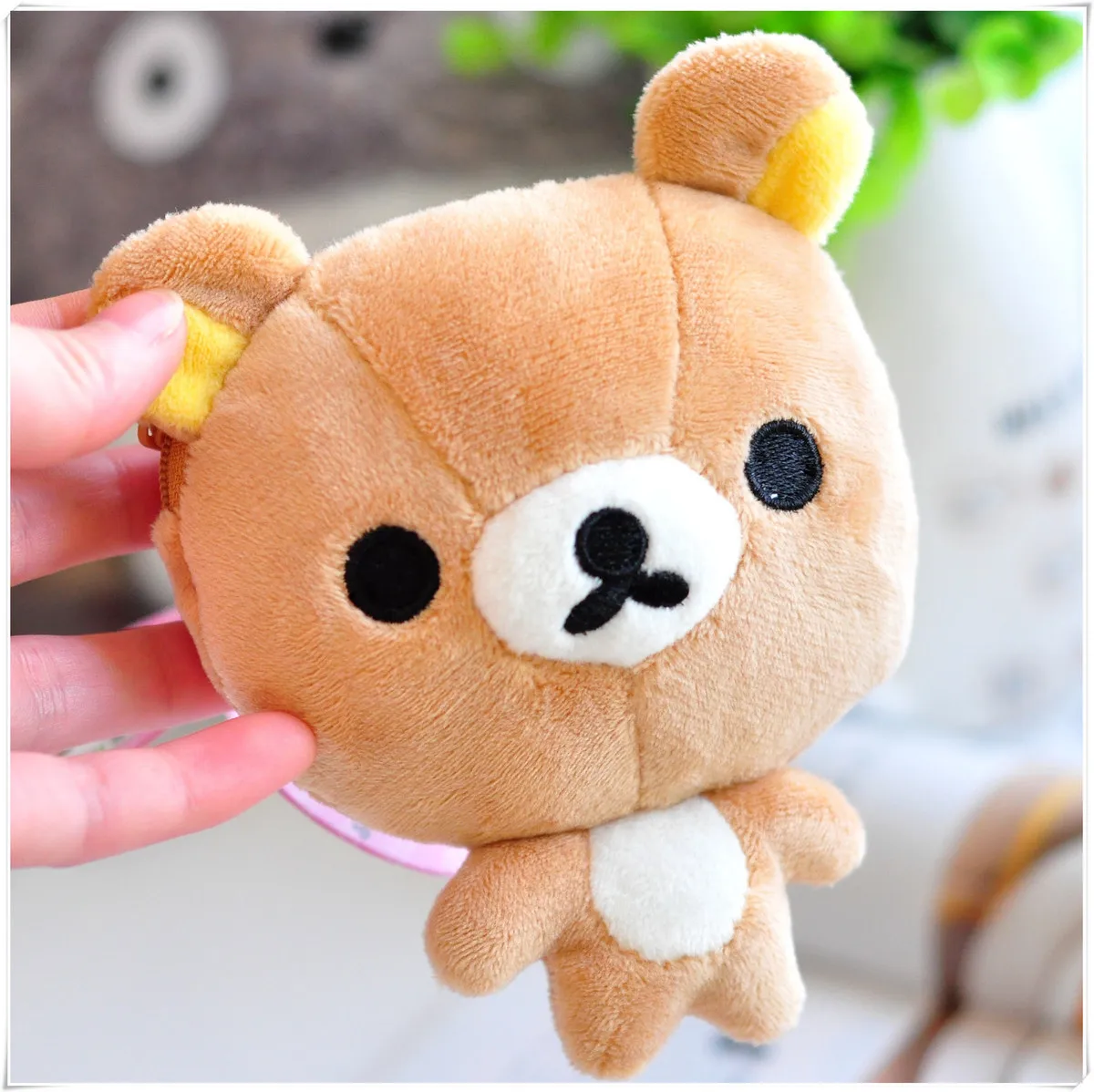 12 см Kawaii плюшевый медведь Rilakkuma, плюшевый Кошелек, мягкие игрушки для ключей, куклы, Забавный и милый плюшевый Кошелек