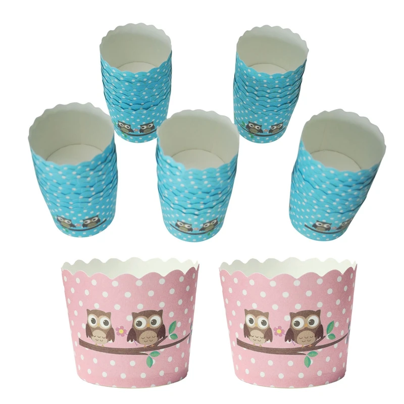 Бумажные футляры для кексов жесткая бумажная чашка 6x4 5x5 см 50 шт. с рисунком Совы и