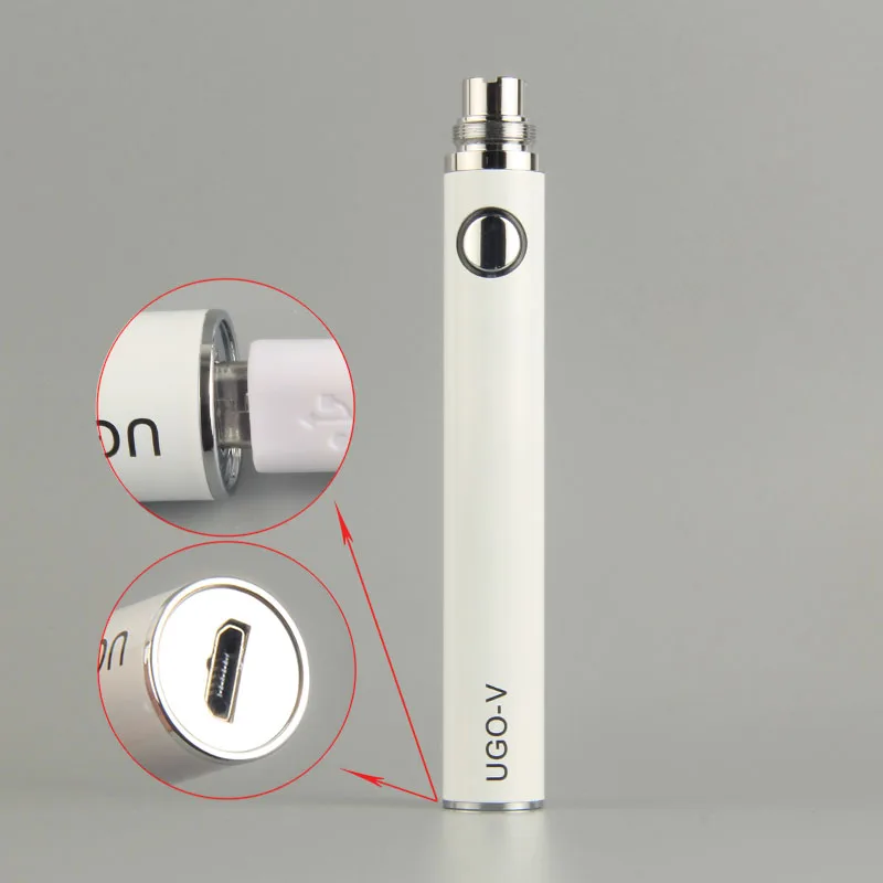 White UGO V Ego T 650 900 мАч вейпер ручка батарея 510 Threading eVod passхотя USB зарядное устройство электронная сигарета подходит распылитель GS H2 CE4 - Цвет: White