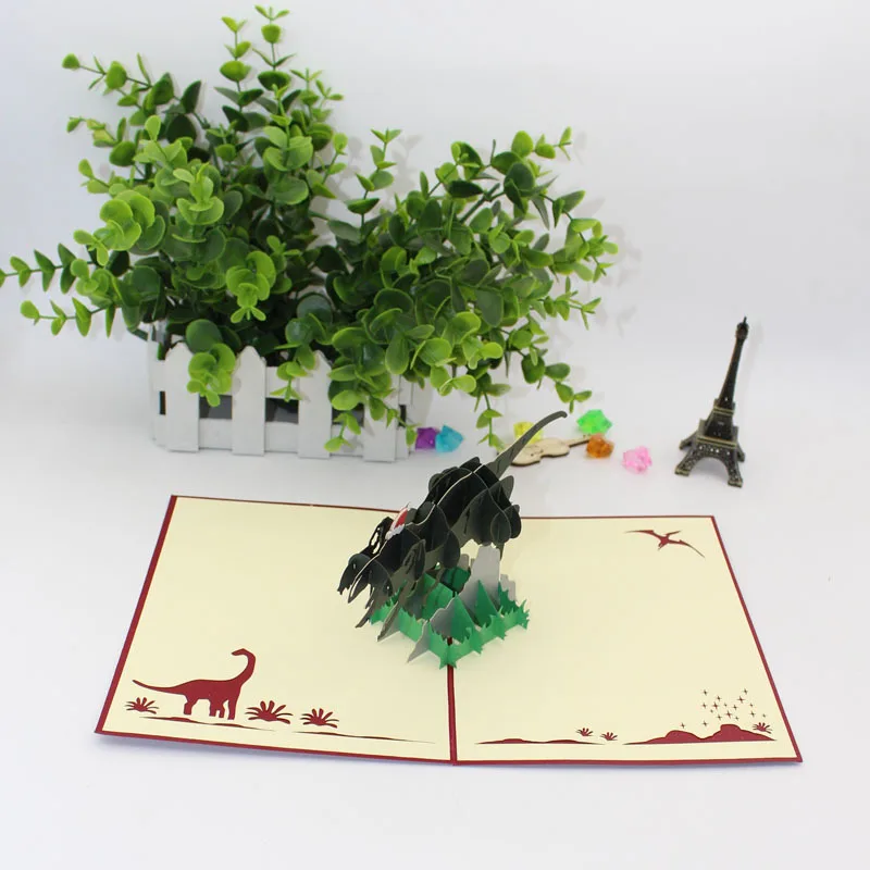 3D Рождественская вечеринка пригласительная карта Динозавр Детская креативная