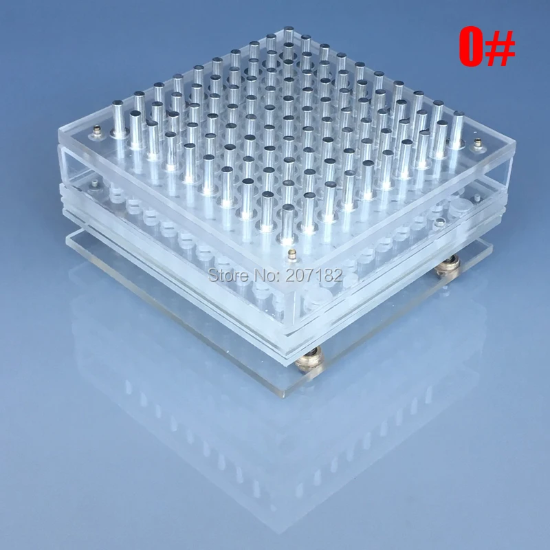 For Size 0 Capsule Новинка! 100 отверстий 000#, 00#, 0#, 1#, 2#, 3#, 4#5# Plexigalss ручная машина для наполнения капсул, наполнитель капсул с трамбранным инструментом - Цвет: For Size 0 Capsule