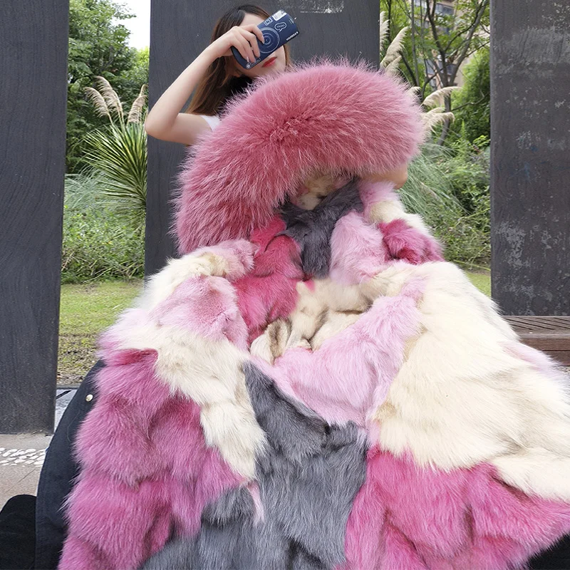 Long Parka Winter Jacket Women Real Fox Fur Coat Big Natural Raccoon Collar Hood Thick Warm Liner Streetwear Luxuty Brand | Женская