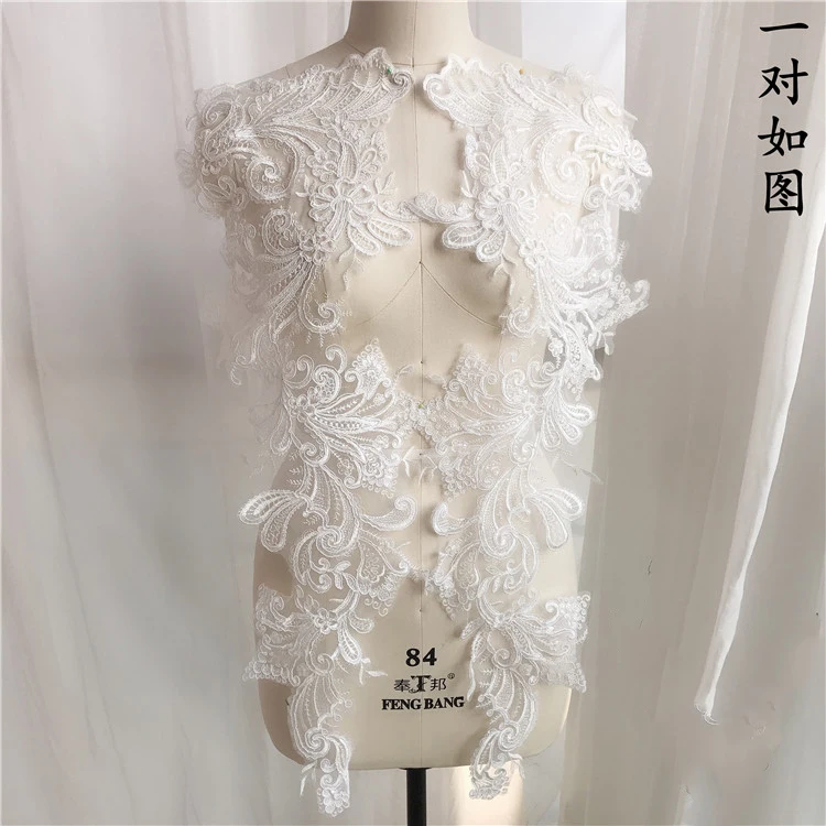 

1 пара белые цветы вышивка патчи для вечернего платья пришиван на Аппликации Аксессуары Diy свадебное платье нашивка для украшения одежды