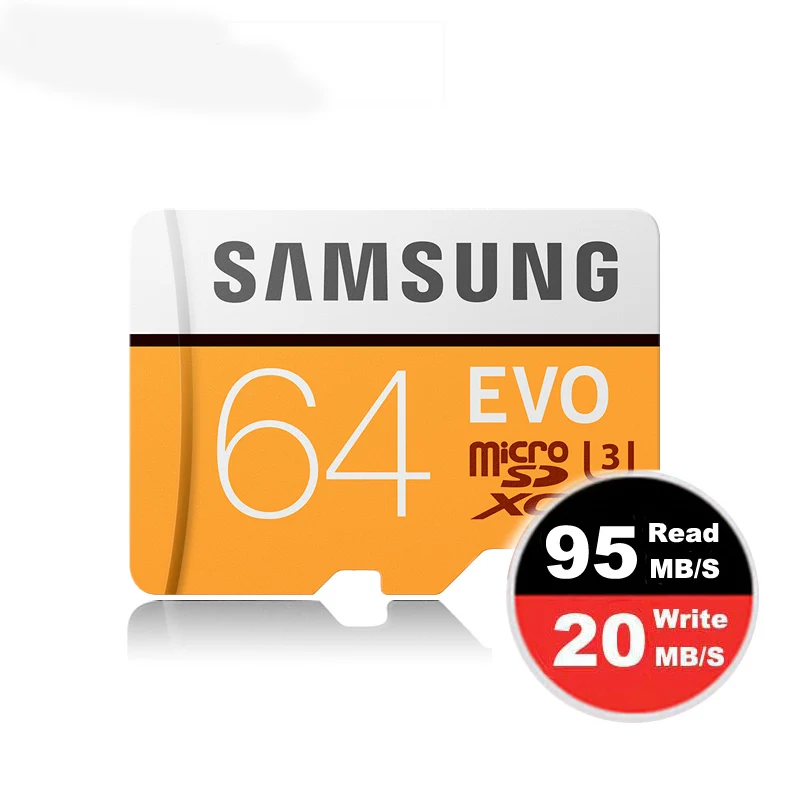 SAMSUNG карта памяти MicroSD 64 ГБ EVO Карты Памяти Micro SD SDXC 48 М/с водонепроницаемый C10 TF Trans