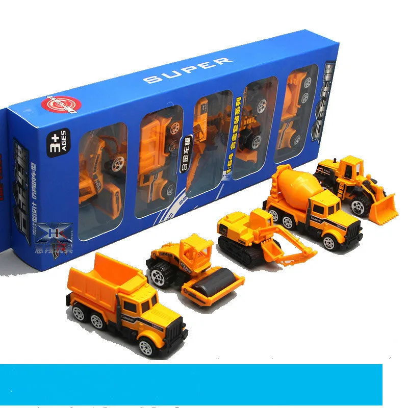 JW-11 Engineering 5 шт. 1: 64 детские игрушки модели спортивных автомобилей мини Карманный Автомобиль костюм авто полицейский гоночный автомобиль металлическая модель автомобиля Детские подарки для детей - Цвет: JW-11 Engineering