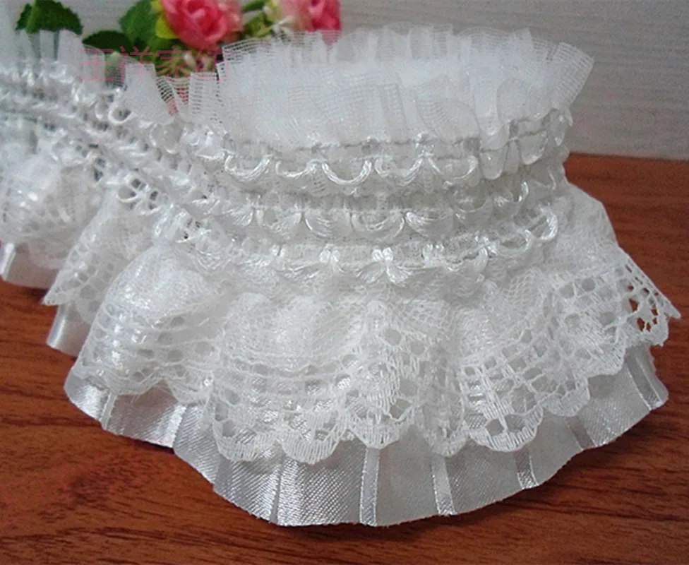 10 ярдов/партия кружевная отделка ручной работы свадебное платье с оборками из