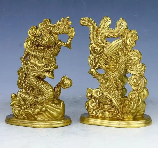 14 см дракон из чистой меди и феникс Феникс Hanlong украшения для дома | Дом сад