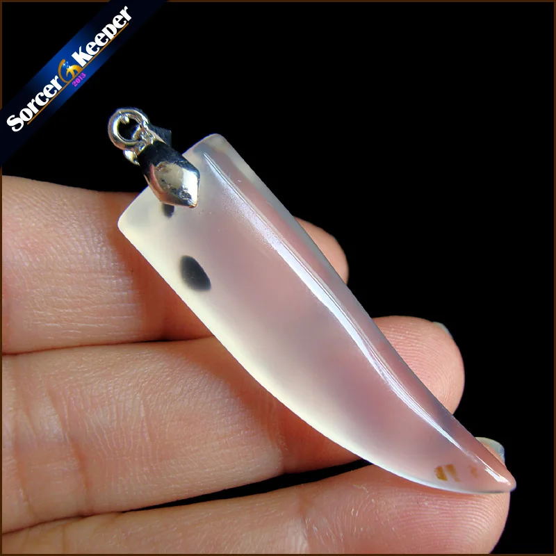 Ручной резной Агаты зуб для женщин и мужчин ожерелье кулон натуральный моховые