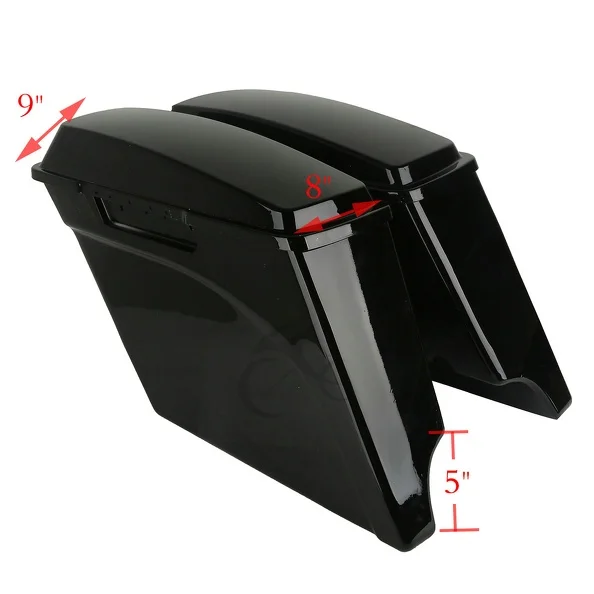 Vivid Black 5&quot Extended Hard Saddlebags Trunk W/ Lid For Harley Touring FLH FLT 93-13 Electra Road Glide FLHT FLTR | Автомобили и