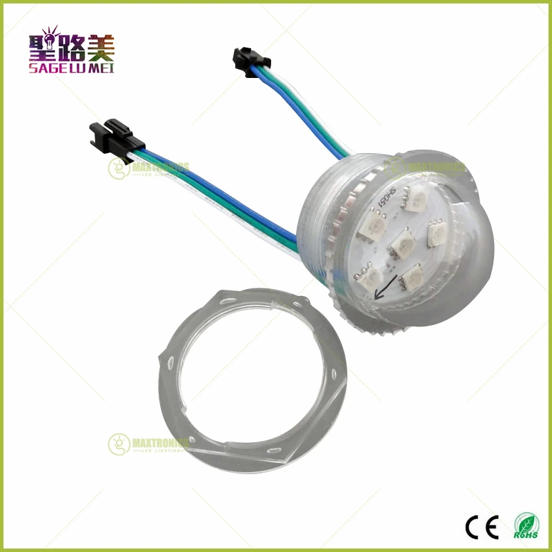 300 шт. WS2811 DC12V 36 мм 6 светодиодный s Прозрачный чехол SMD5050 RGB пикселей ленточный