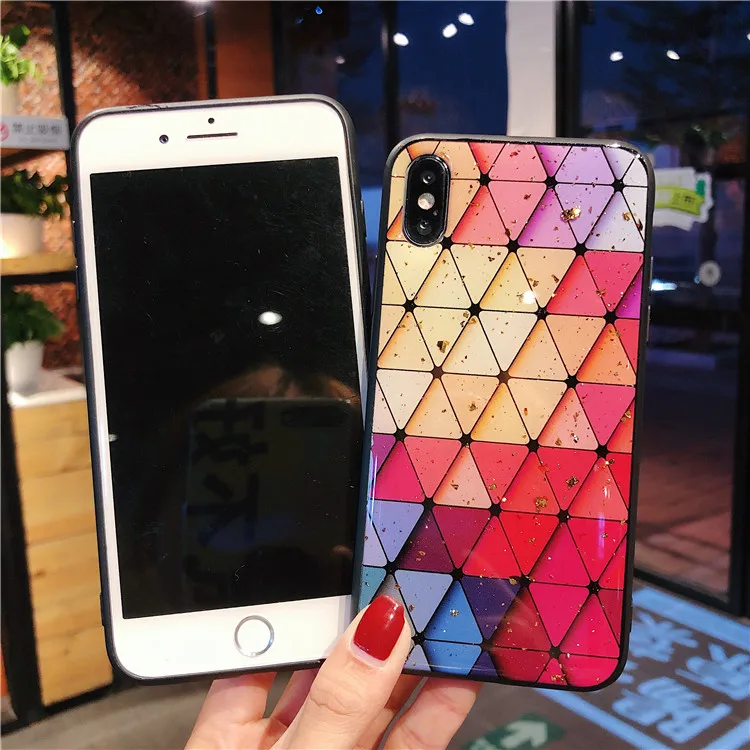 TRISEOLY Phone Case For Huawei P8 P9 Lite 2017 Nova 2 On Honor 7A Pro 7C Enjoy 7 9 Plus Gold Foil Colored Triangle TPU | Мобильные