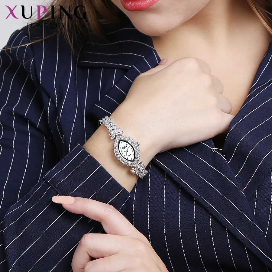 

Xuping Women Watches Flower Style Luxury White Synthetic Cubic Zirconia Wedding Gifts Leaves Euoprean Style Quartz Watch 00002
