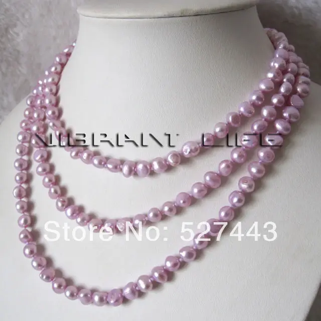 Оптовая 48 &quot7-8 мм Светло-Фиолетовый Барокко Пресной Воды Жемчужное Ожерелье