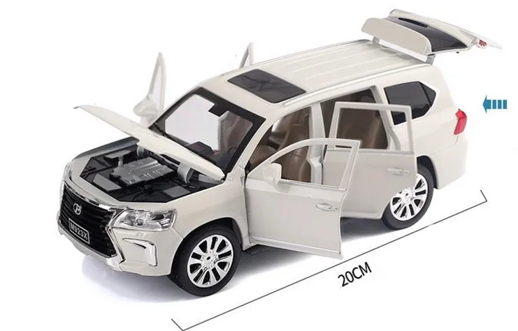 Белый 1:24 сплава игрушка с инерционным механизмом модель автомобиля, LAND CRUISER 6 открывать двери, высокая моделирования Tiguan LX570, литье металла - Цвет: Белый