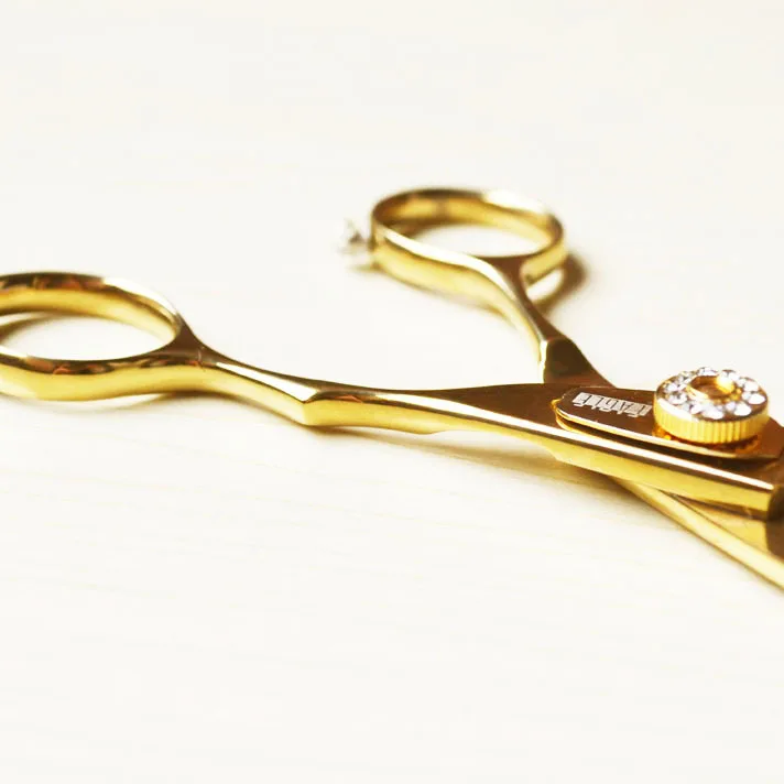 Золотые титановые ножницы для стрижки волос 5 дюймов и истонченные Горячая