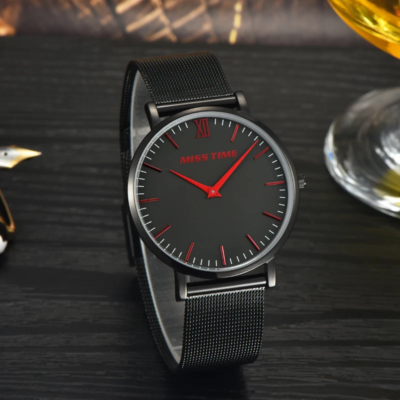 Misstime ультра тонкие часы швейцарский кварцевый механизм часовой моды известный