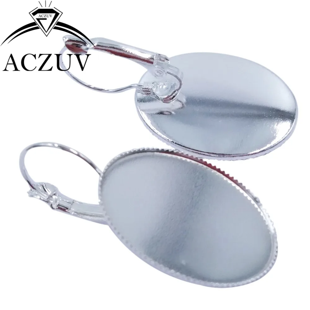 100 шт. серьги основа Безель пустые настройки кабошон серебро/металл