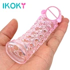 IKOKY многоразовое Силиконовое кольцо для презерватива, секс-игрушки для мужчин, мужской пенис, рукав, задержка эякуляции, полное покрытие, кольцо для пениса