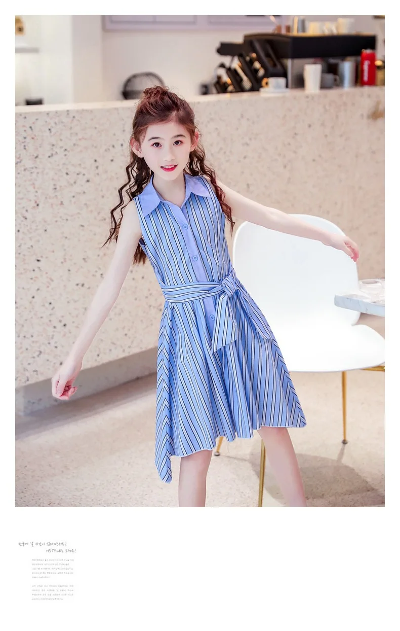 WLG family matching clothes mother and daughter striped fashion dresses summer sleeveless dress