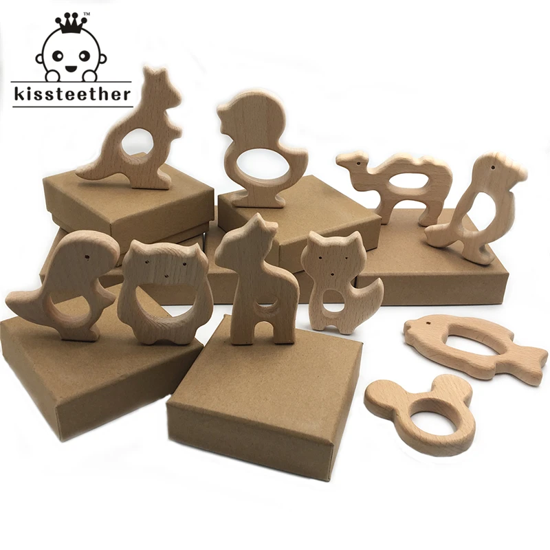 Mordedor de madera Natural hecho a mano para beb&eacute;, mordedor de madera seguro y respetuoso con el medio ambiente, colgante personalizado, bricolaje-1