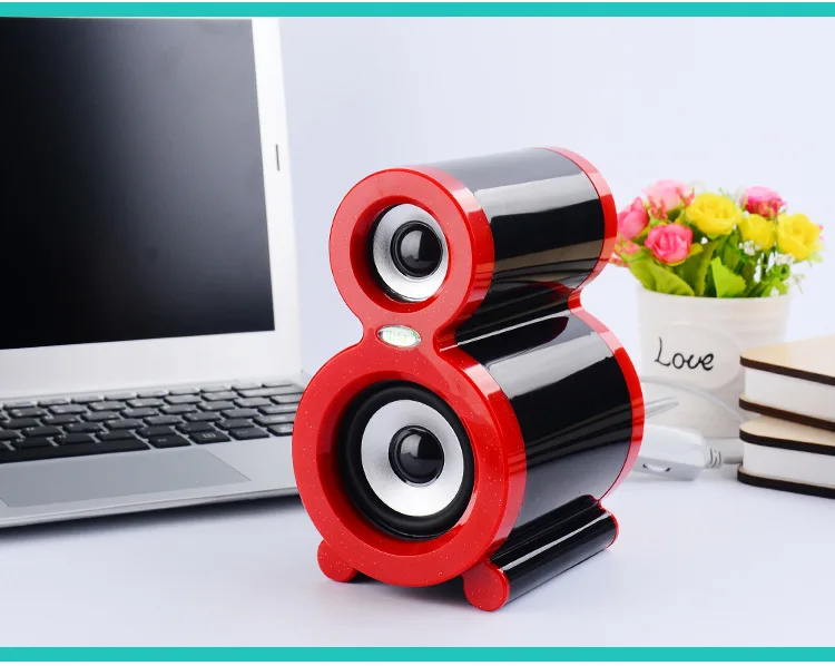Мини ПК ноутбук динамик 3,5 мм AUX USB мощный мультимедийный MP3 динамик s модный стиль для подарка на день рождения - Цвет: Red