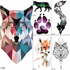 Временные татуировки-наклейки Flash Wolf, геометрическое тело, руки, грудь, татуировки для перевода воды, мужские лодыжки, шеи, искусственная татуировка, Рождественский подарок