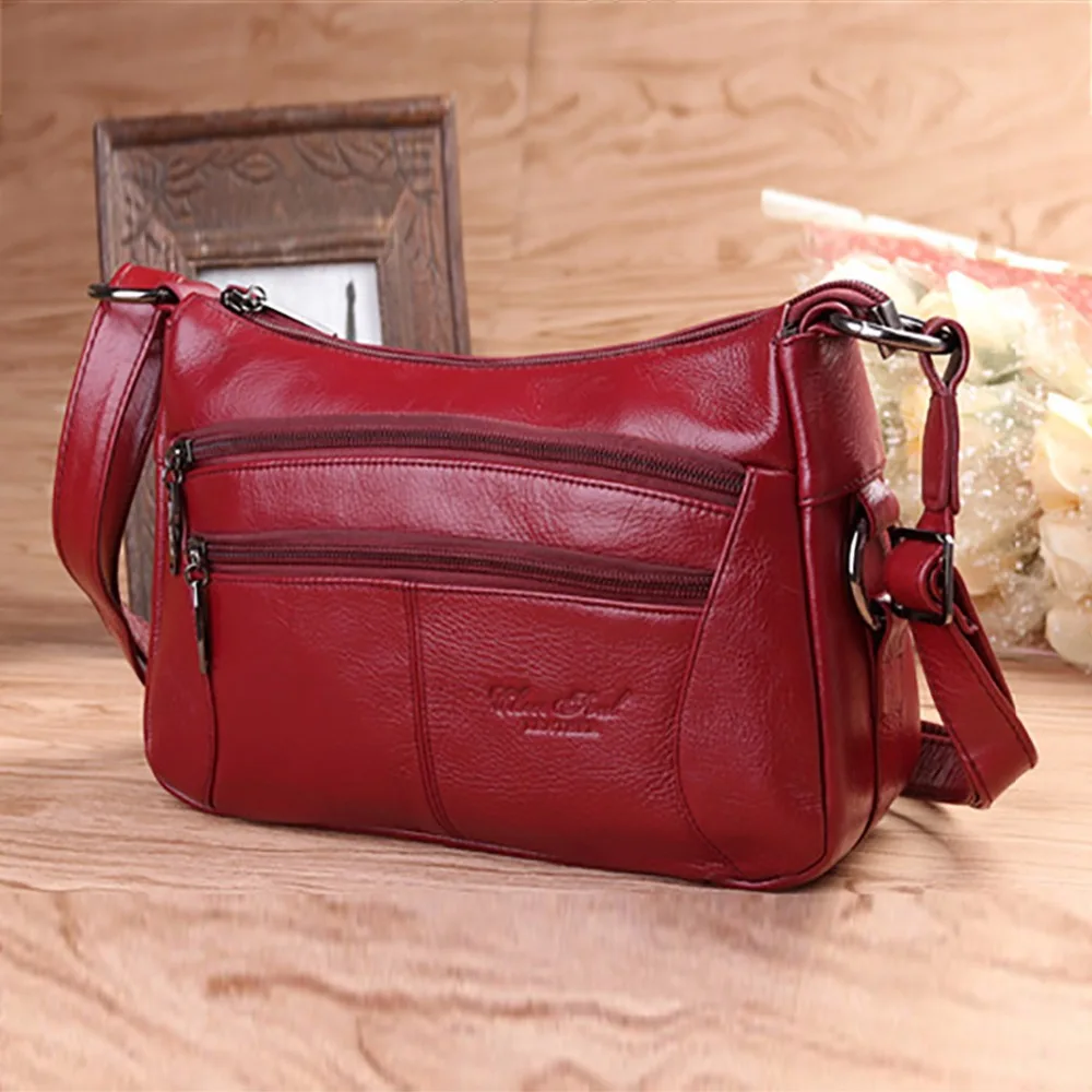 Сумка хобо женская из натуральной воловьей кожи Модный повседневный кросс боди