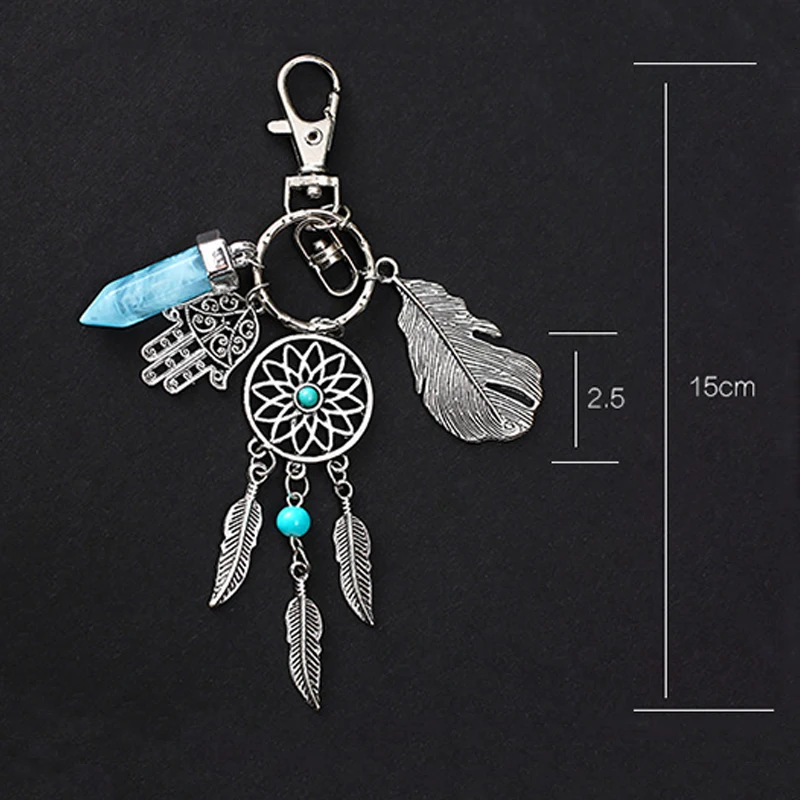 Мода Ловец снов лист кисточка брелок из натурального камня автомобильный Бохо