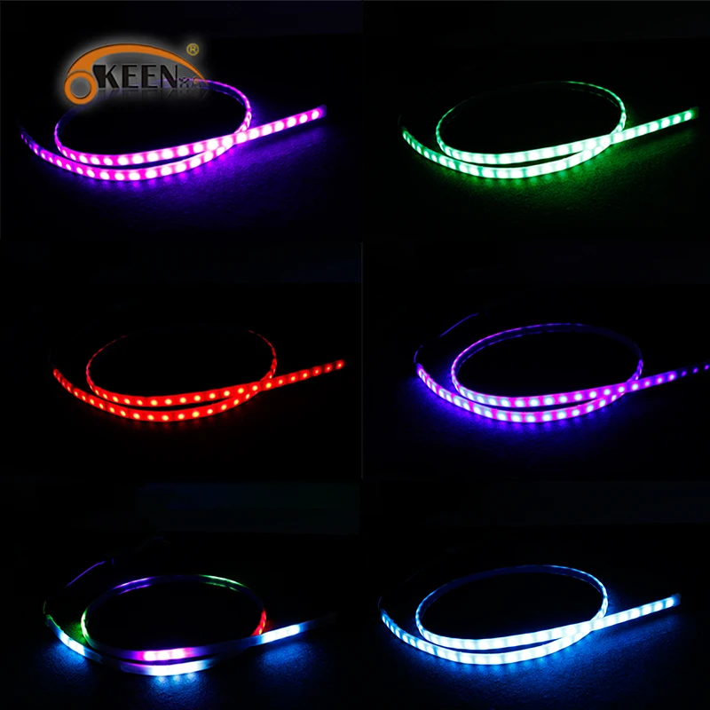 

OKEEN 5pcs 47.6 inch RGB LED Trunk Strip Tail Light 5050 LEDs 12V Waterproof Luggage Compartment Lights For All Cars Free Ship