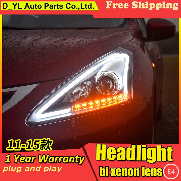 

Car Styling Headlights for NEW Tiida 2011-2015 LED Headlight for Tiida Head Lamp LED Daytime Running Light LED DRL Bi-Xenon HID