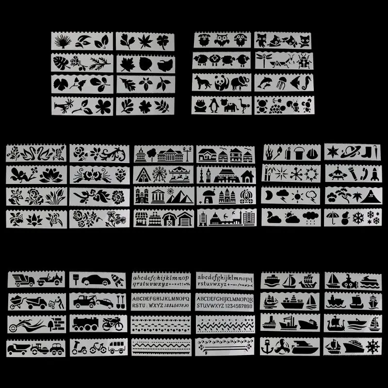8 шт./компл., креативные многофункциональные различные цветочные DIY шаблоны, линейка для рисования, подарки, канцелярские принадлежности