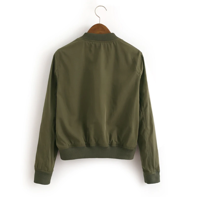 Женская куртка бомбер с вышивкой армейского зеленого цвета Женский летный