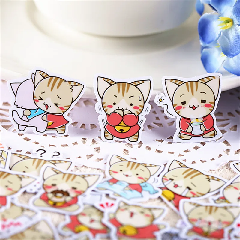 

40 pcs Cartoon cat homemade Sticker for Kid DIY Laptop Waterproof Skateboard Moto phone Car Toy Scrapbooking Stickers