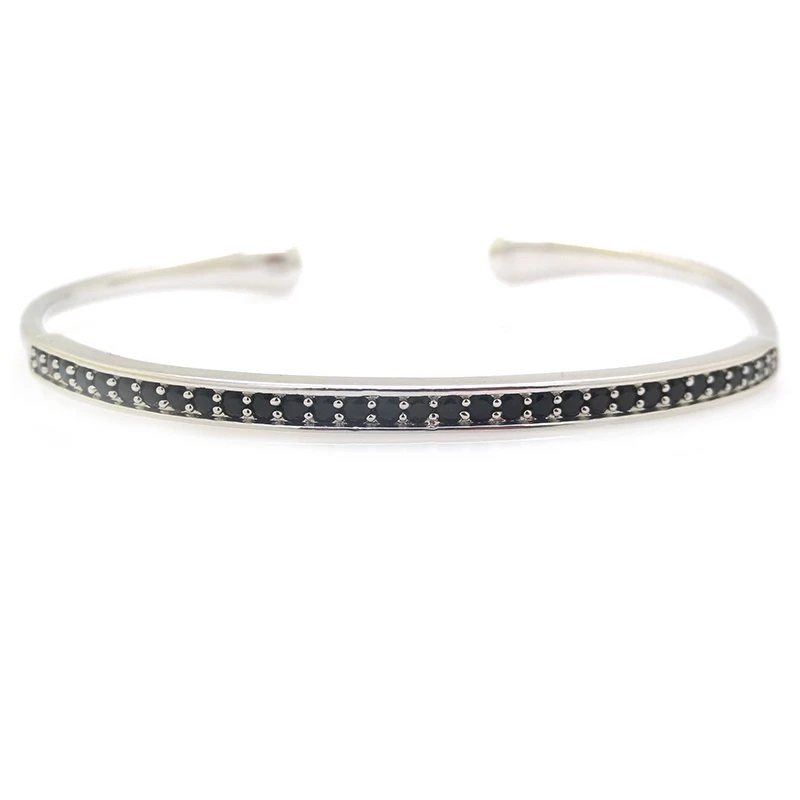 Известный бренд серебряный цвет мужской браслет манжета микро проложить Черный