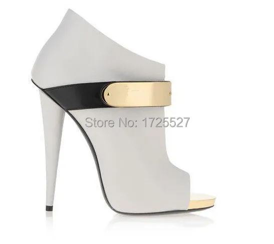 Free Shipping 2015 Summer Women Famous Brand Ankle Boots High Quality Genuine Leather Peep Toe White And Black Colors | Обувь