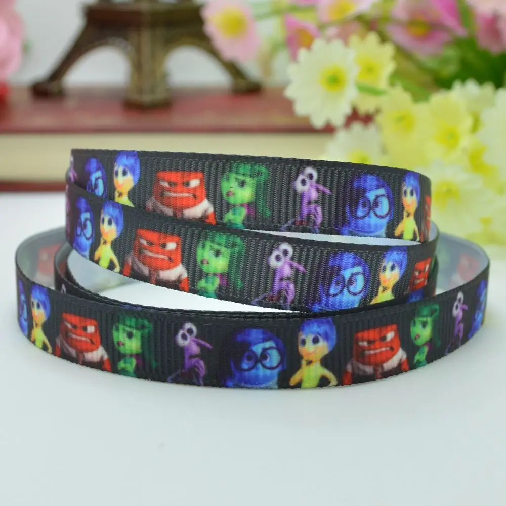 DUWES 3/8 &quot9 мм мультфильм гнев боязнь отвращение печаль радость Печать grosgrain лента